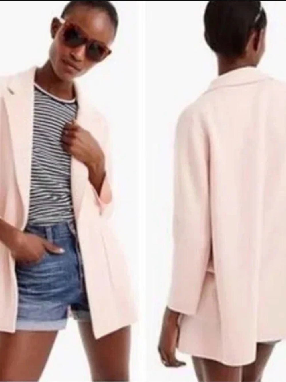 J.Crew 365 Sophie Open Sweater Blazer Blush Pink Merino Wool Blend Women's XS